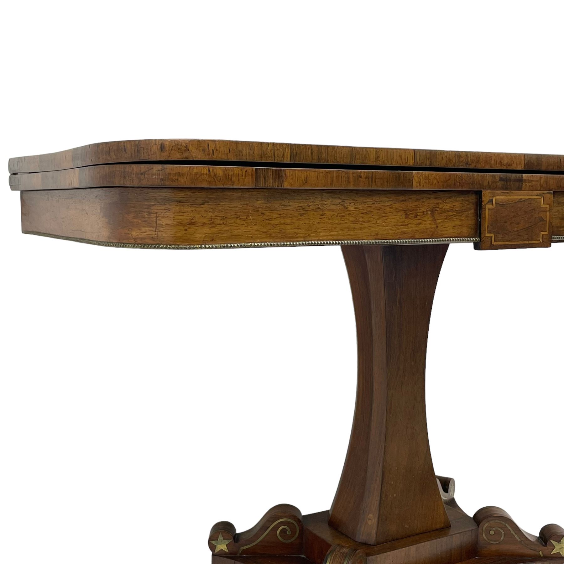 Regency rosewood and brass inlaid card table - Image 14 of 15