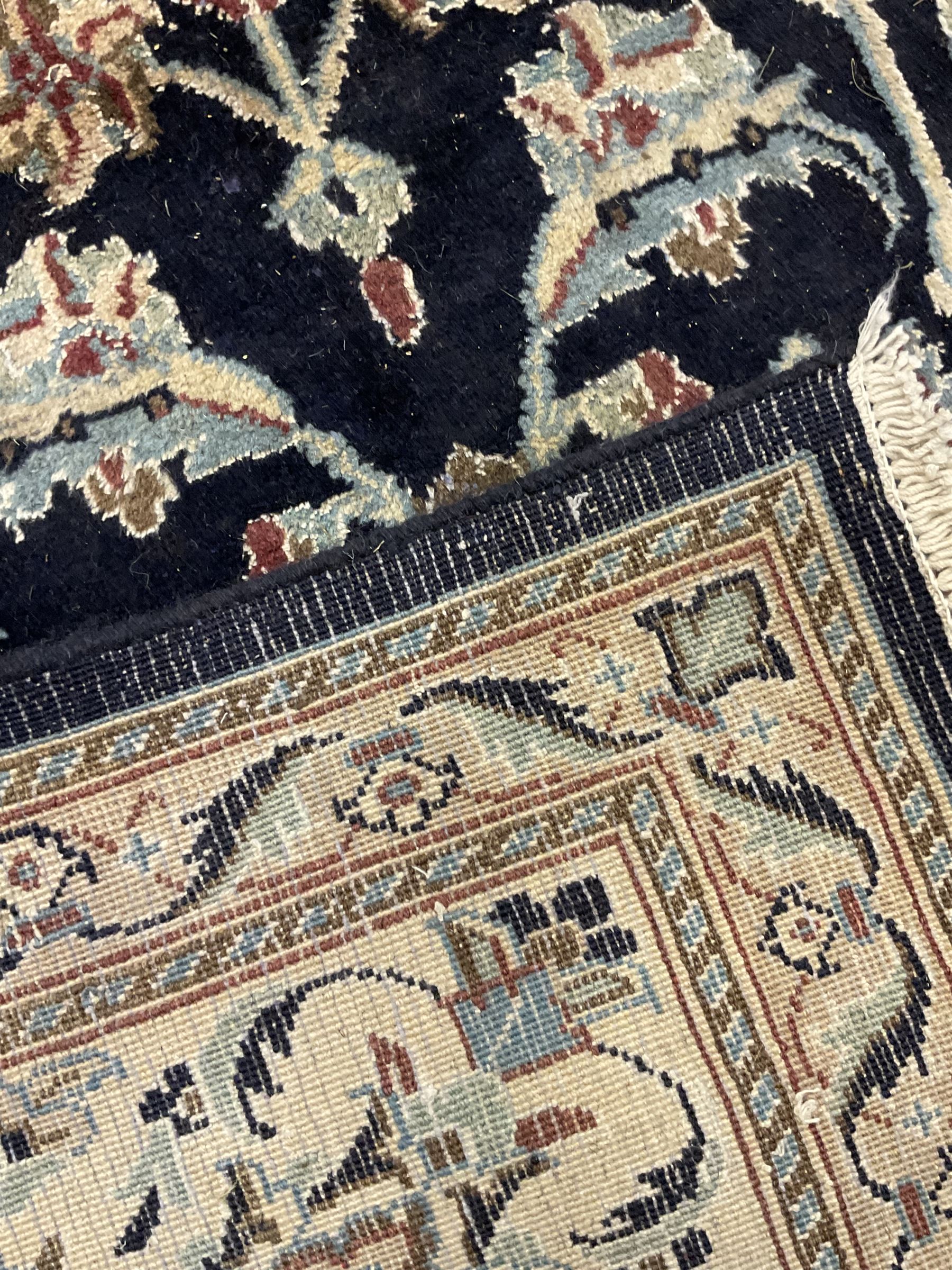 Central Persian part silk indigo ground Nain carpet - Image 7 of 7