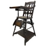 Late Victorian stained beech metamorphic highchair