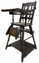 Late Victorian stained beech metamorphic highchair