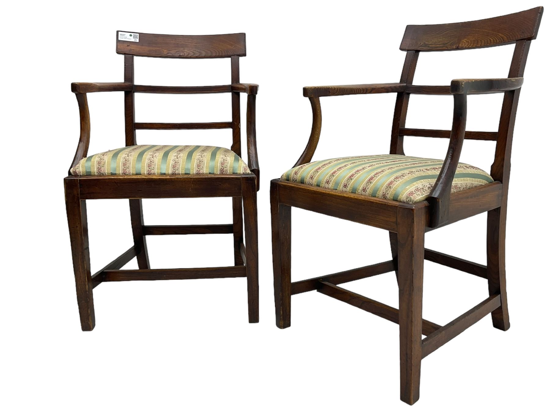Pair of 19th century elm elbow chairs - Image 2 of 7