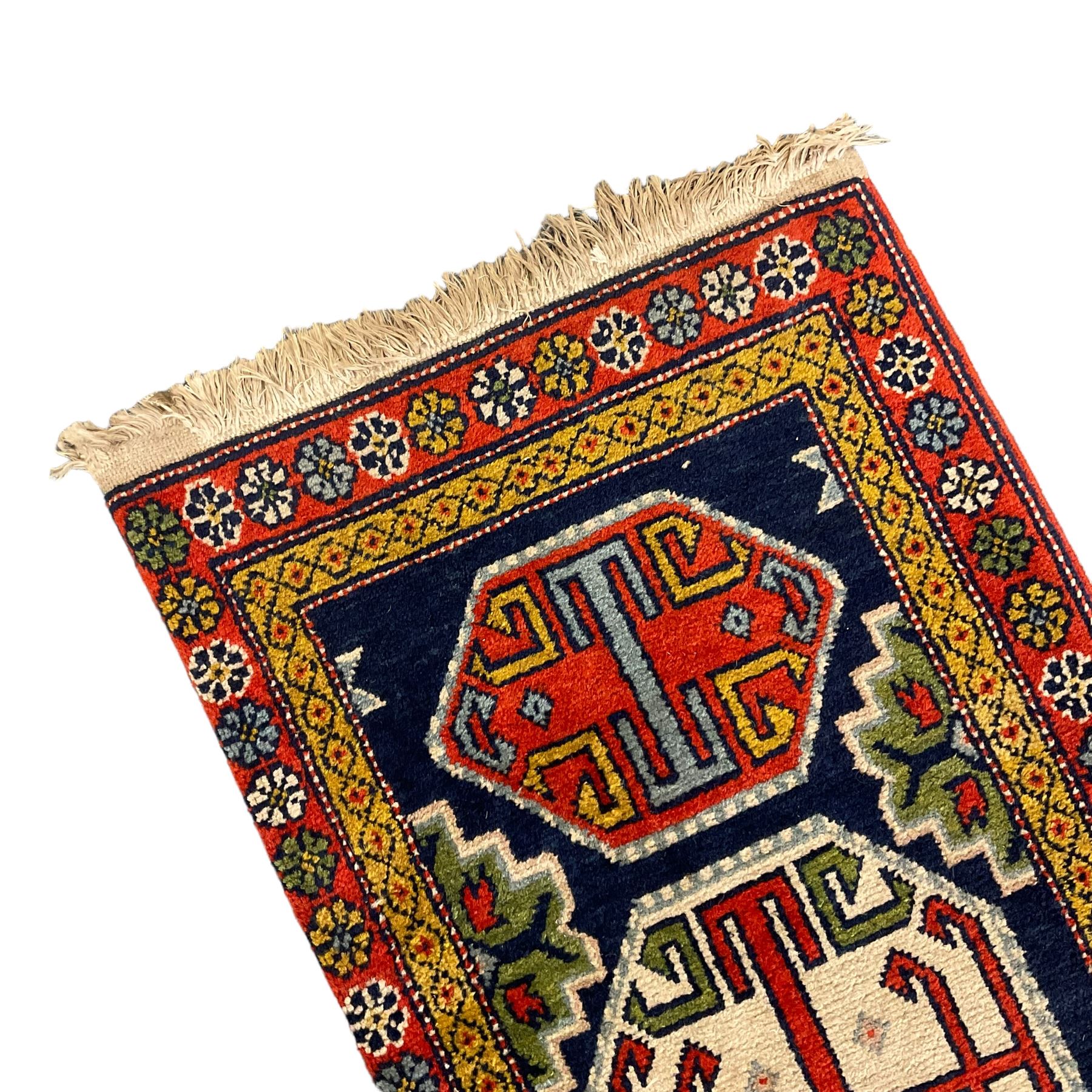 Small Persian indigo ground rug or mat - Image 3 of 5
