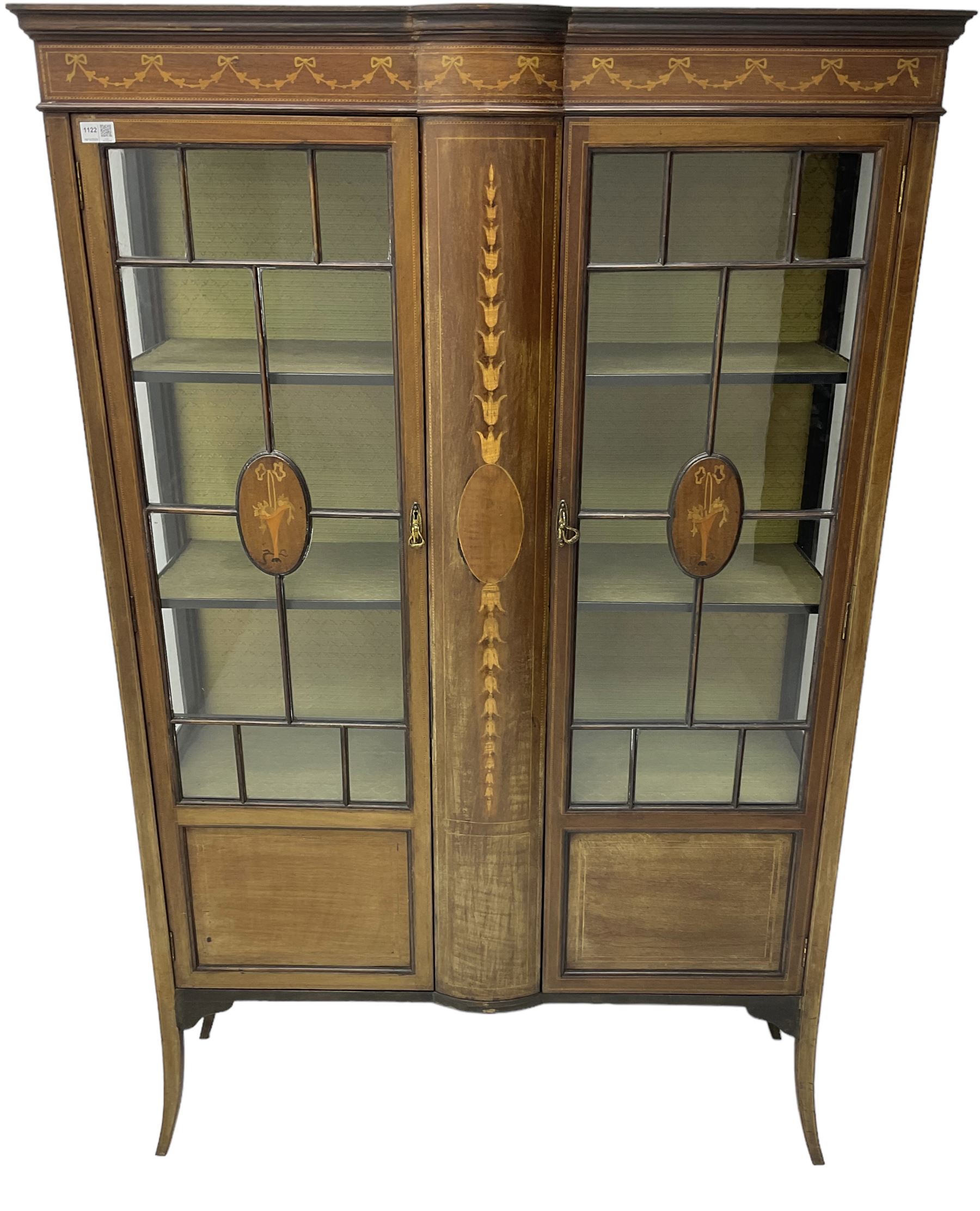Edwardian inlaid mahogany display cabinet - Image 2 of 9