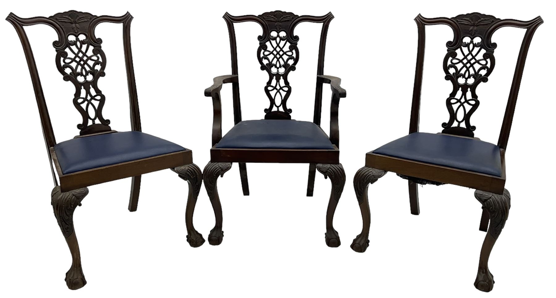 Set of six (5+1) Chippendale design mahogany dining chairs - Image 4 of 8