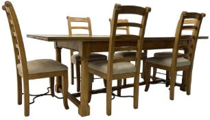 Barker & Stonehouse - rectangular flagstone dining table and a set of six ladder back dining chairs