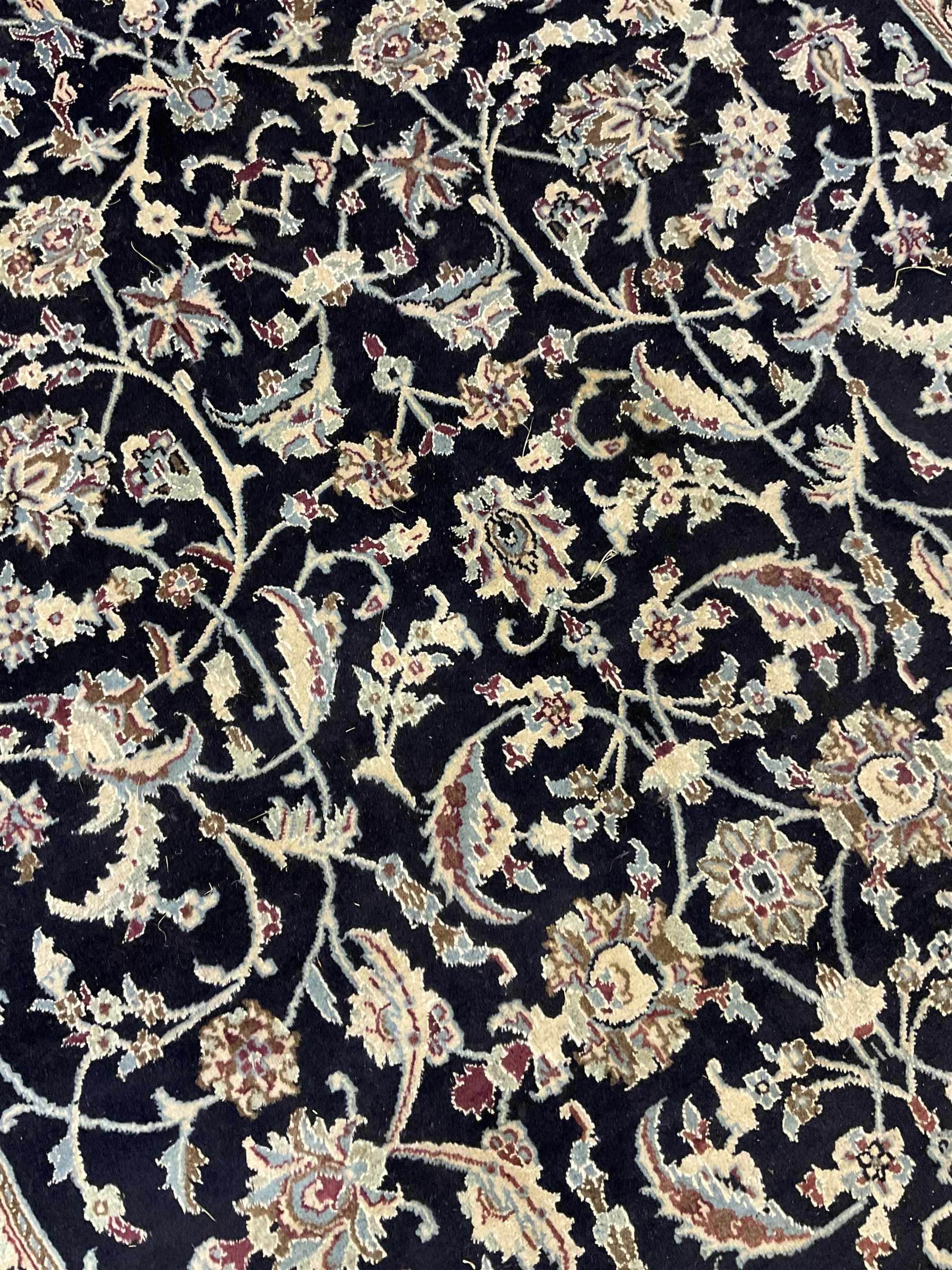 Central Persian part silk indigo ground Nain carpet - Image 6 of 7