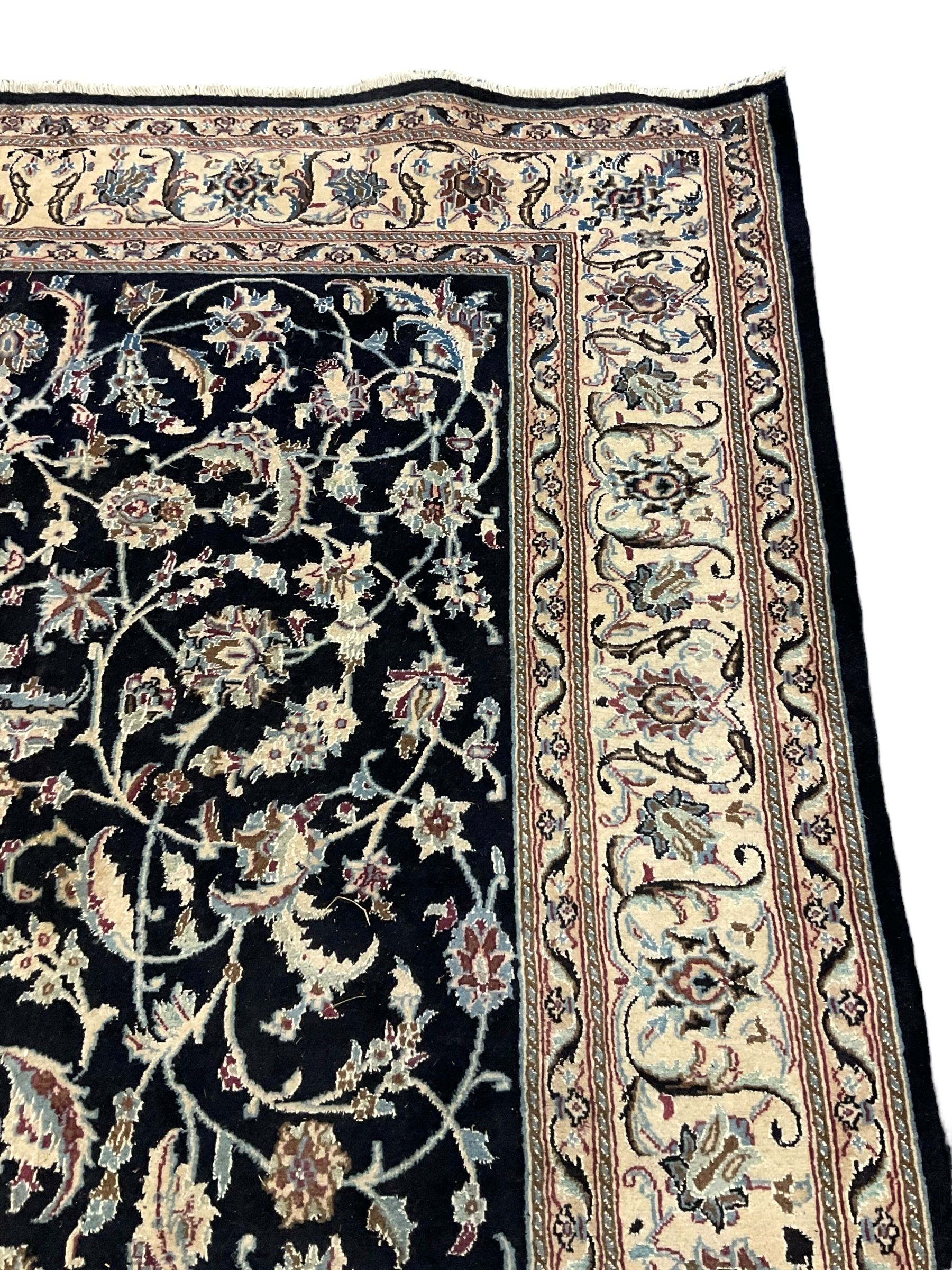 Central Persian part silk indigo ground Nain carpet - Image 5 of 7