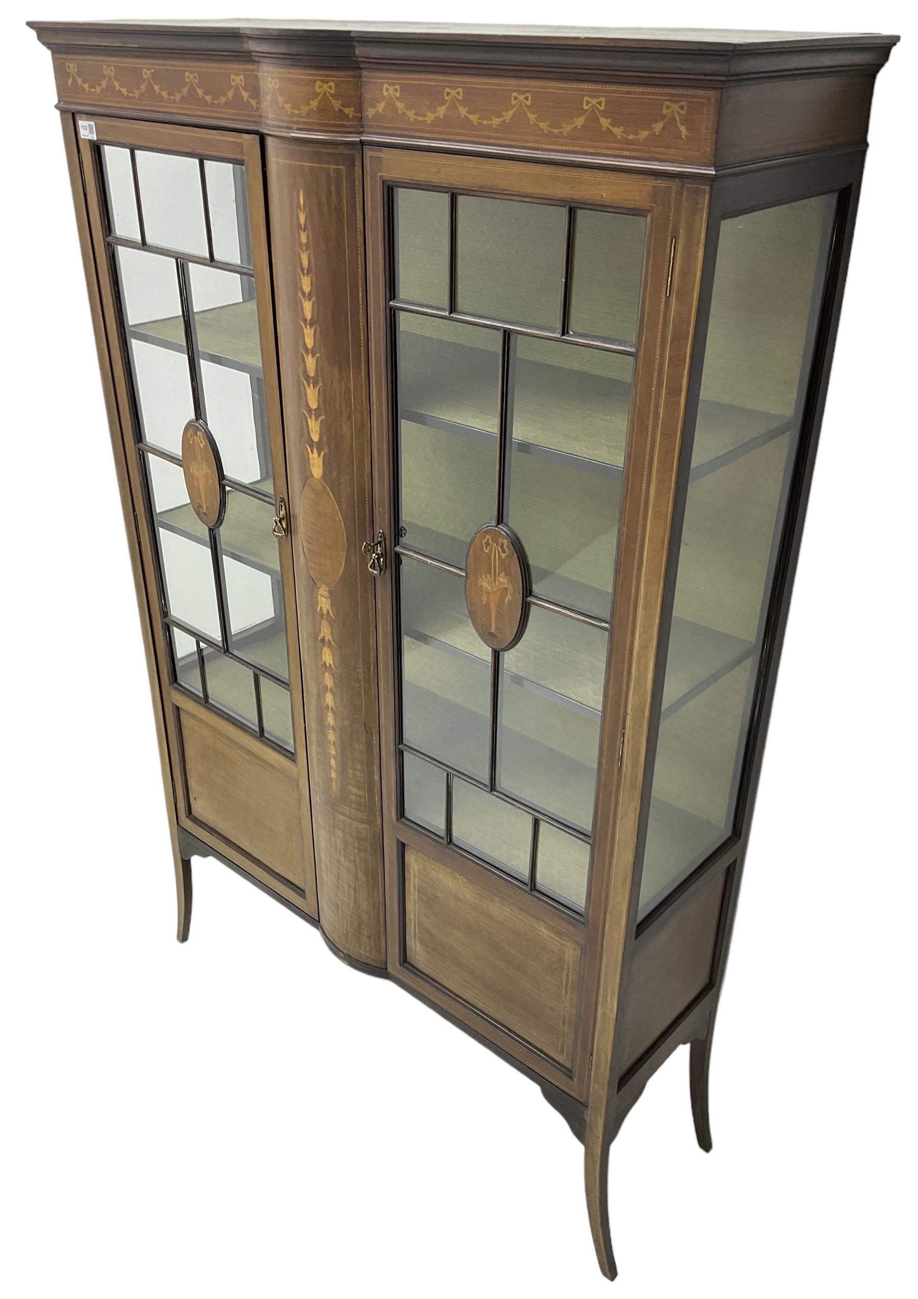 Edwardian inlaid mahogany display cabinet - Image 3 of 9