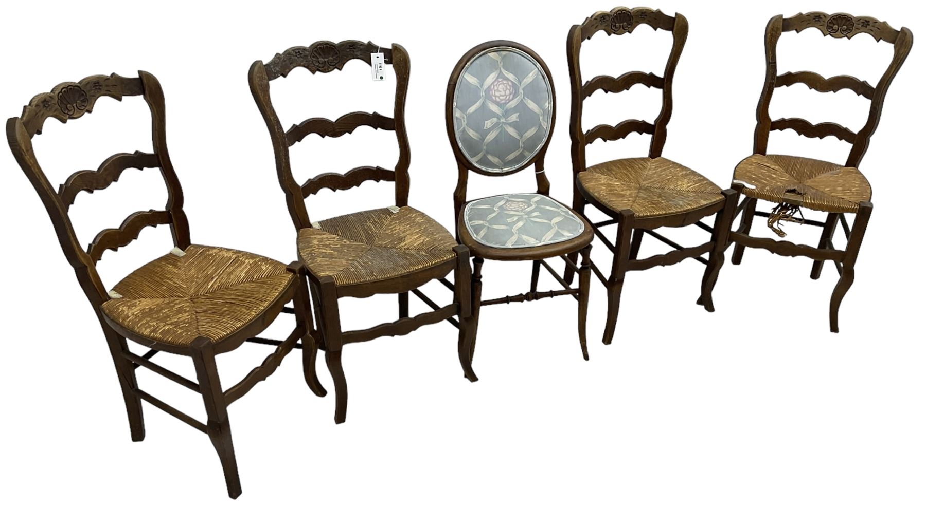 Set of four French hardwood dining chairs - Image 4 of 4