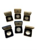 Three The Royal Mint United Kingdom silver proof crown coins dated 1980 'Her Majesty Queen Elizabeth