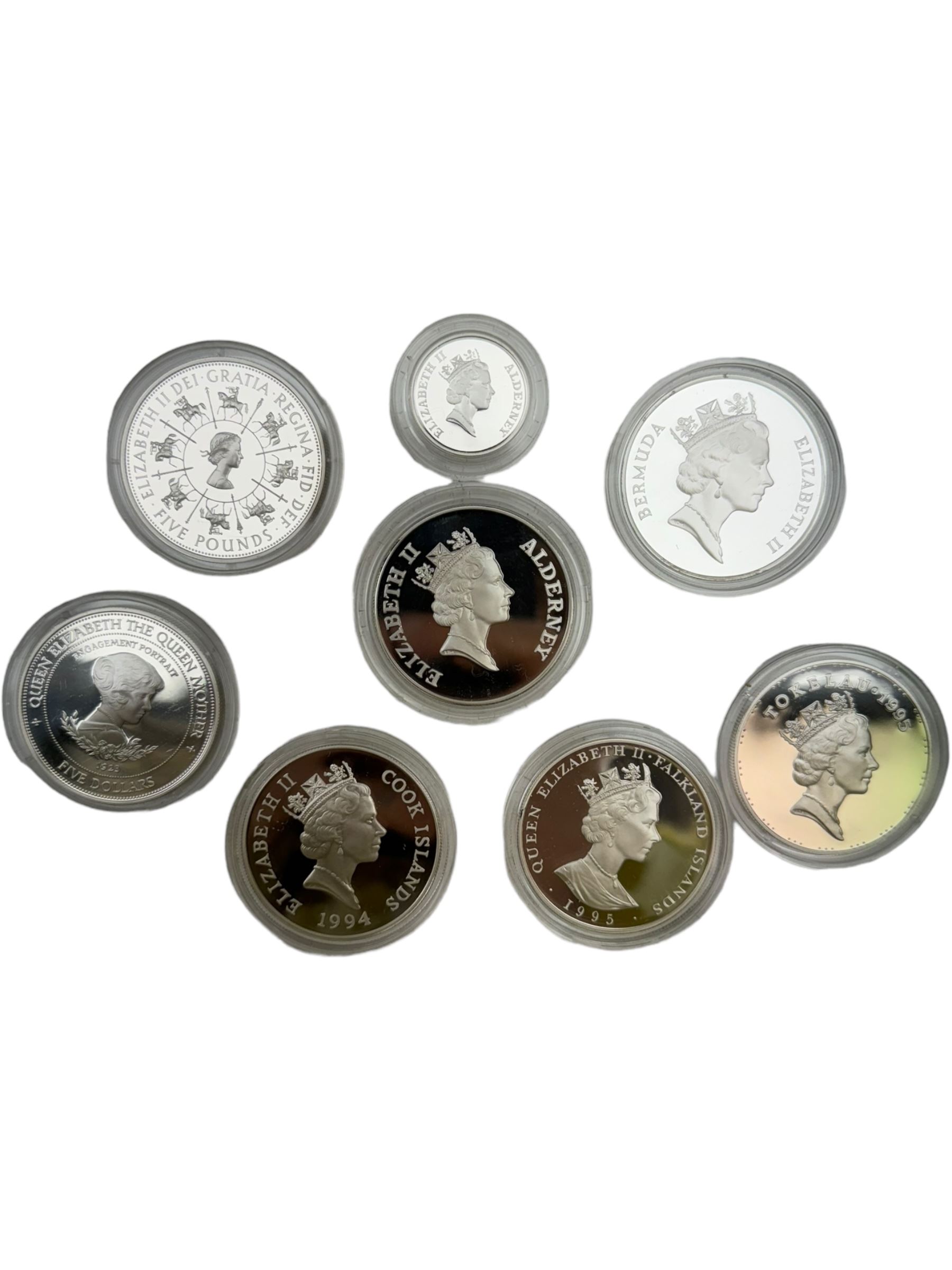 Eight modern silver proof World coins