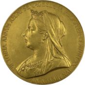 Queen Victoria 1887 Diamond Jubilee official Royal Mint issue large commemorative medal in gold