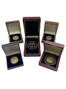 Five Queen Elizabeth II Tristan Da Cunham five pound coins