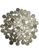 Approximately 190 grams of Great British pre 1947 silver sixpence coins