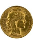 French 1909 twenty francs gold coin