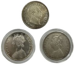 King William IIII East India Company 1835 one rupee and two Queen Victoria India one rupee coins dat