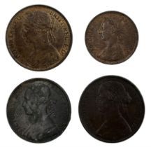 Three Queen Victoria bun head pennies