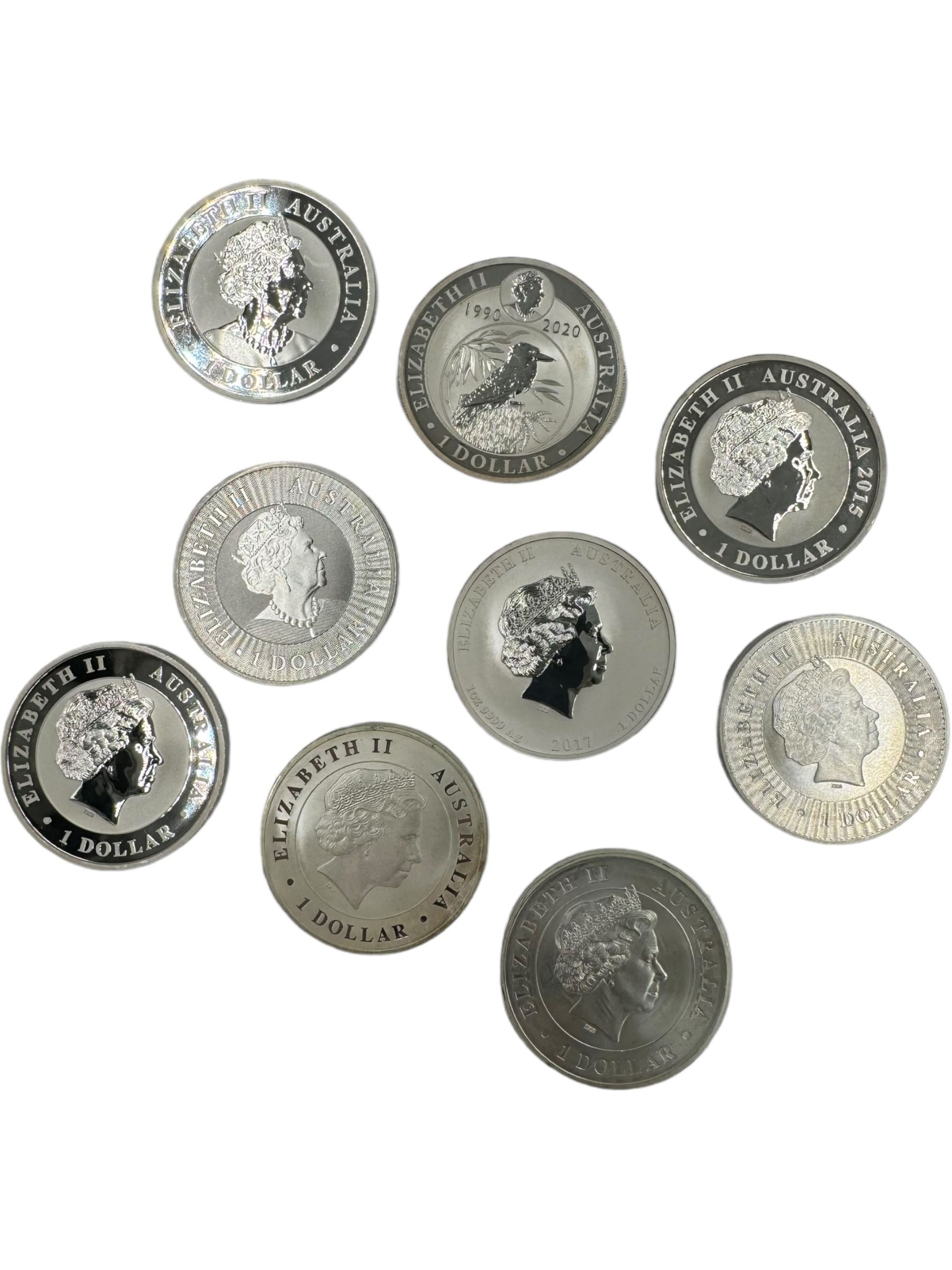 Nine Queen Elizabeth II Australia one ounce fine silver one dollar coins - Image 2 of 8