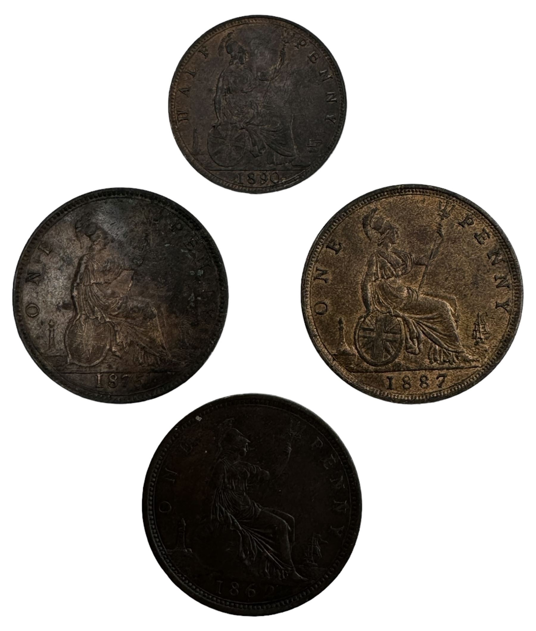 Three Queen Victoria bun head pennies - Image 2 of 5