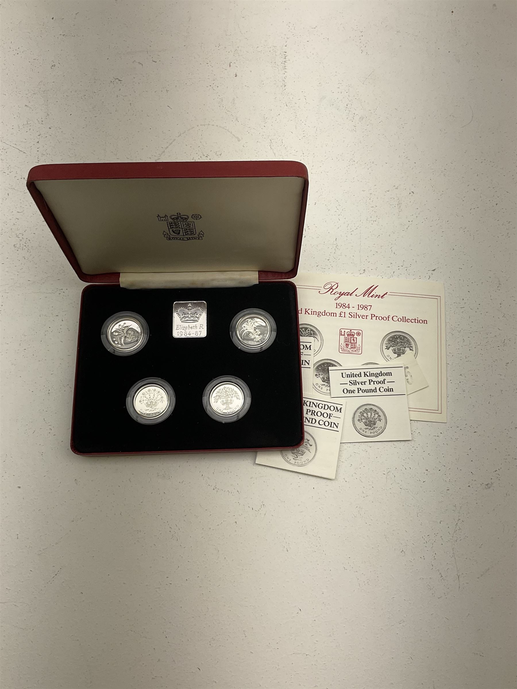 The Royal Mint United Kingdom 1984 to 1987 silver proof one pound coin collection and 1984 to 1987 s - Image 3 of 4