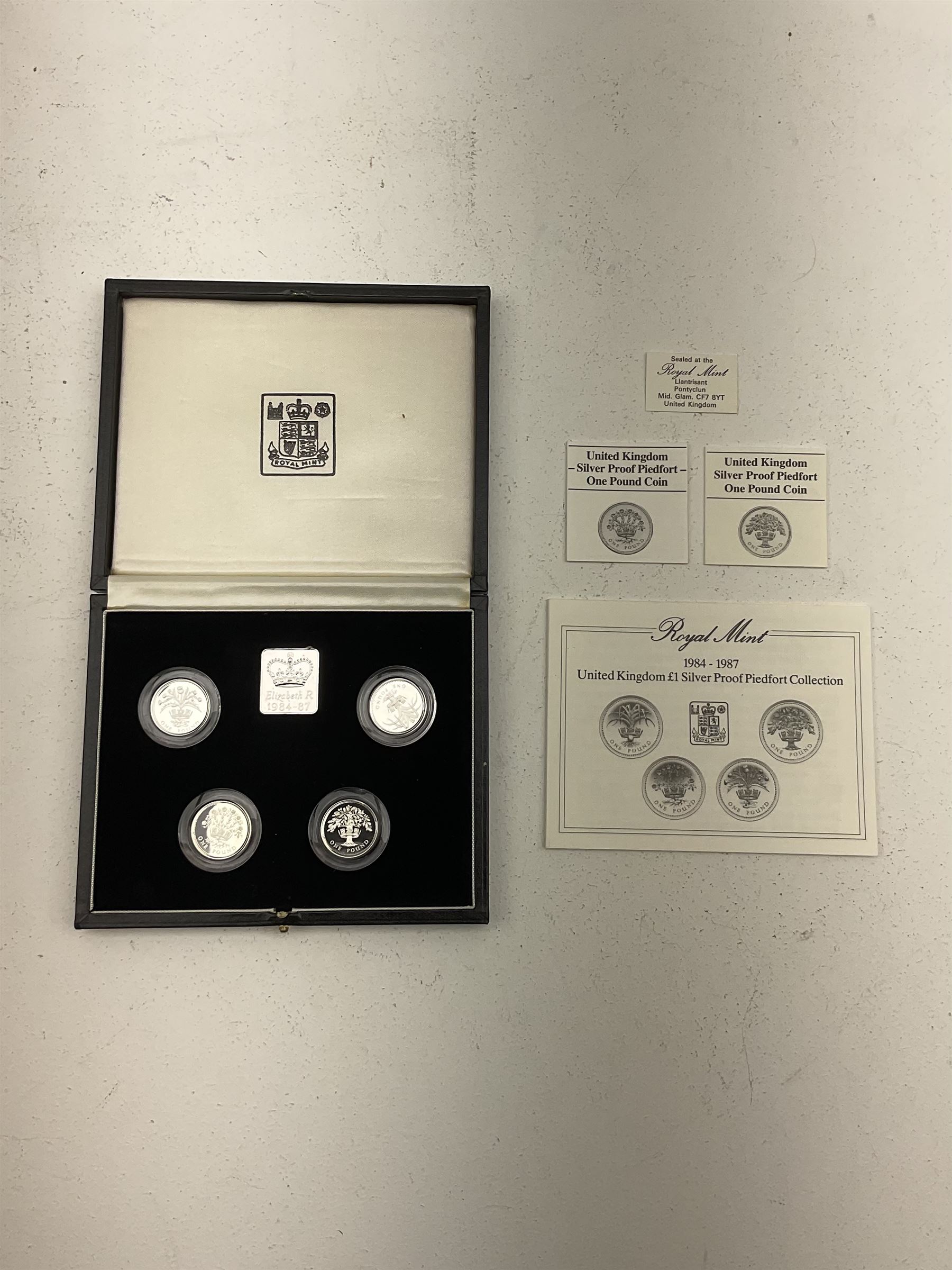 The Royal Mint United Kingdom 1984 to 1987 silver proof one pound coin collection and 1984 to 1987 s - Image 2 of 4