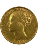Queen Victoria 1872 gold full sovereign coin