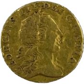 George III 1762 gold quarter guinea coin