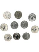 Ten Queen Elizabeth II Canada one ounce fine silver five dollar coins