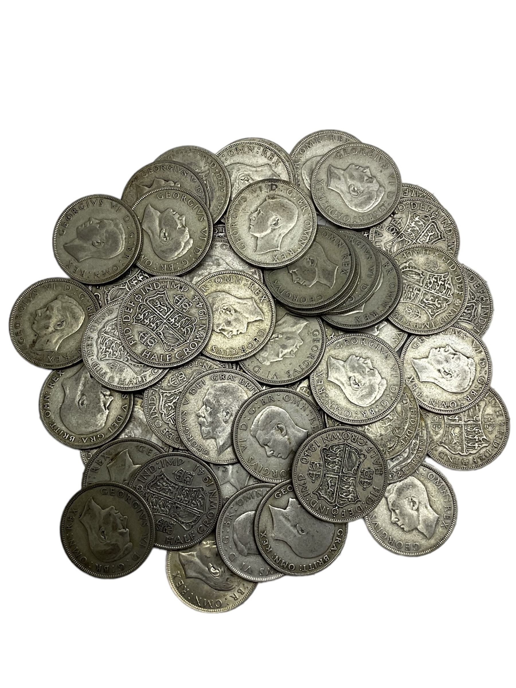 Approximately 705 grams of Great British pre 1947 silver half crown coins