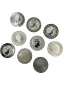 Nine Queen Elizabeth II Australia one ounce fine silver one dollar coins