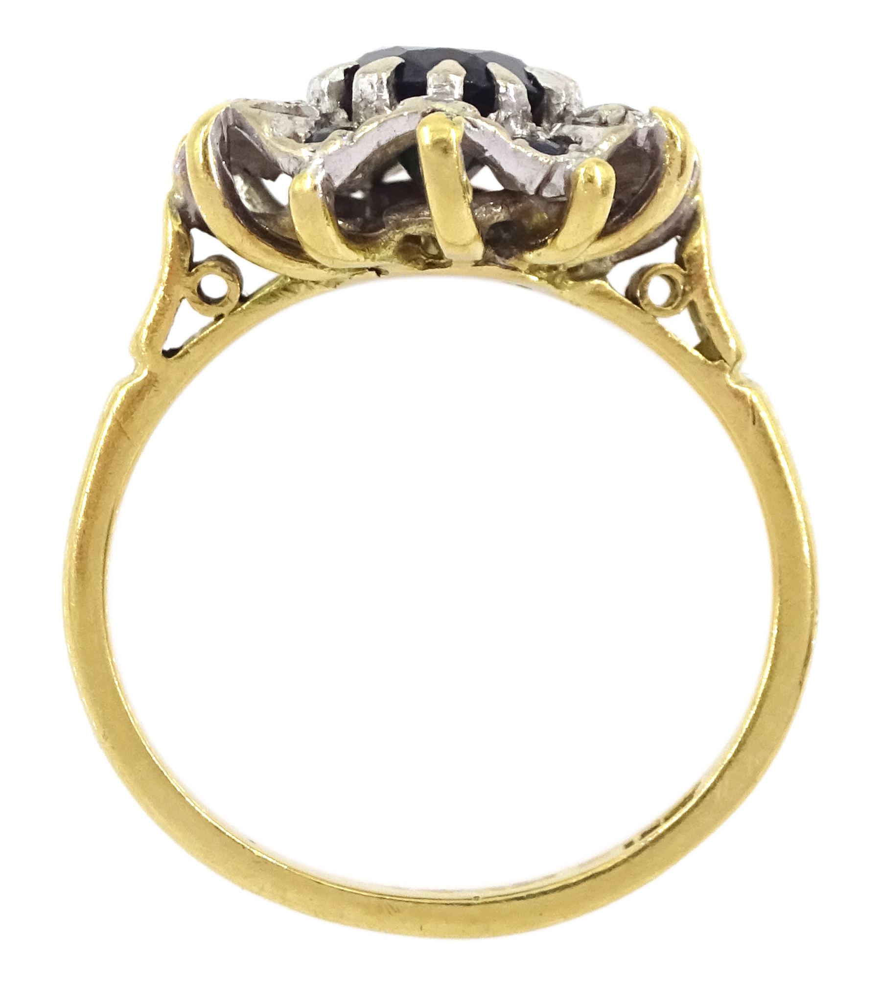 18ct gold sapphire and diamond cluster ring - Image 4 of 4