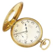 Early 20th century half hunter key wound lever pocket watch by Zenith