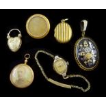 Victorian and later jewellery including gilt heart locket clasp
