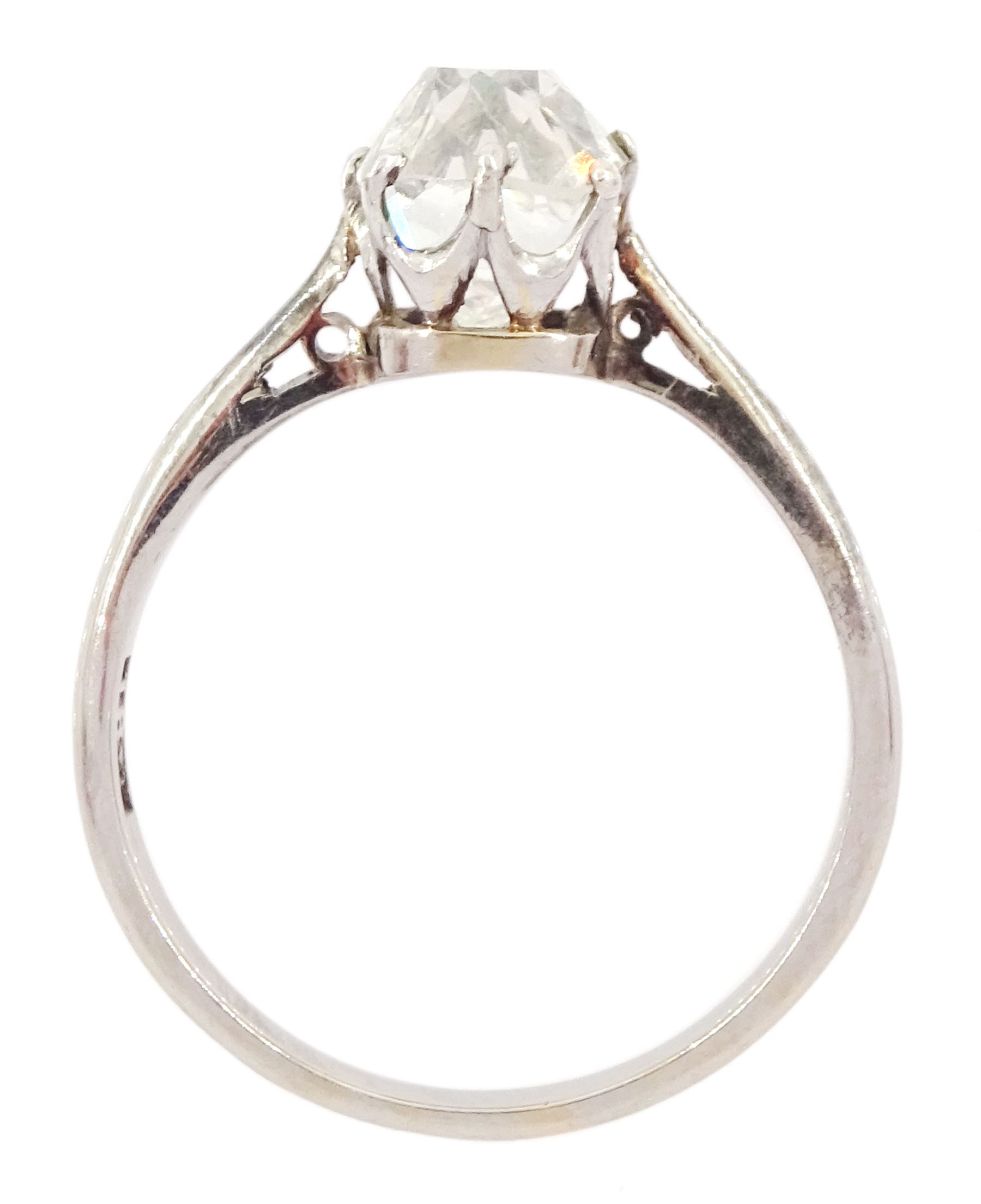 Early 20th century white gold and platinum single stone cushion cut diamond ring - Image 4 of 4