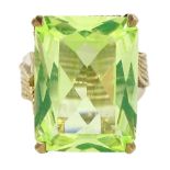 Gold large green stone set dress ring