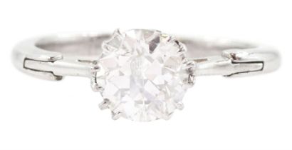 White gold and platinum single stone old cut diamond ring