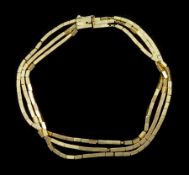 18ct gold three strand rectangular link bracelet