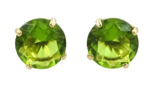 Pair of 9ct gold green stone set stud earrings