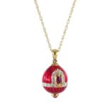 9ct gold red enamel