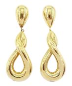 Pair of gold twist pendant stud earrings