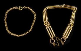 Two 10ct gold link bracelets