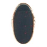 9ct rose gold large oval bloodstone ring
