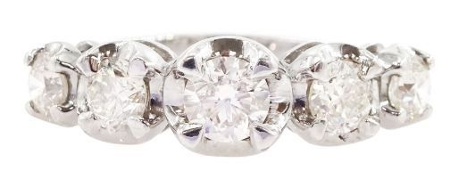 18ct white gold five stone round brilliant cut diamond ring