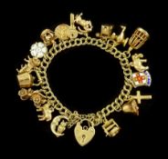 9ct gold curb link charm bracelet