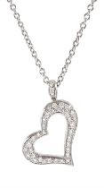 Piaget round brilliant cut diamond heart pendant necklace