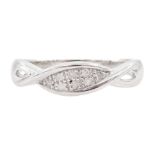 9ct white gold diamond crossover ring