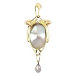 14ct gold blister pearl and pearl pendant