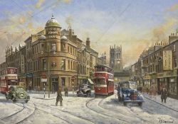 John Lewis Chapman (British 1946-): Yorkshire Penny Bank in the Snow - Leeds