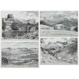 Alfred Wainwright MBE (British 1907-1991): 'Richmond Castle' 'Langdale Pikes from Lingmoor Fell' 'Th