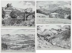 Alfred Wainwright MBE (British 1907-1991): 'Richmond Castle' 'Langdale Pikes from Lingmoor Fell' 'Th